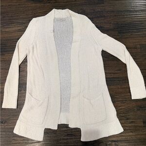 LOFT Ivory Open-Front Cardigan